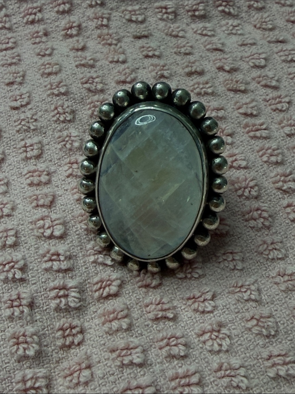 Sterling Silver Oval Moonstone Statement Ring in White
